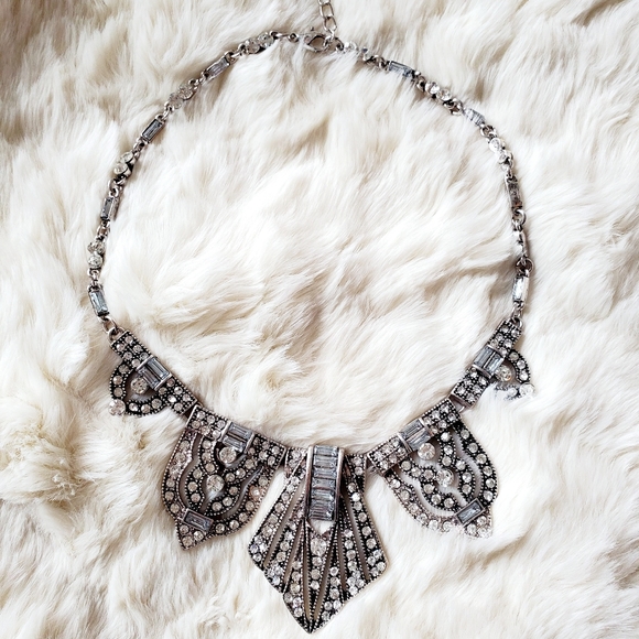 Art Deco Gatsby Vintage Statement Necklace silver - Picture 2 of 3